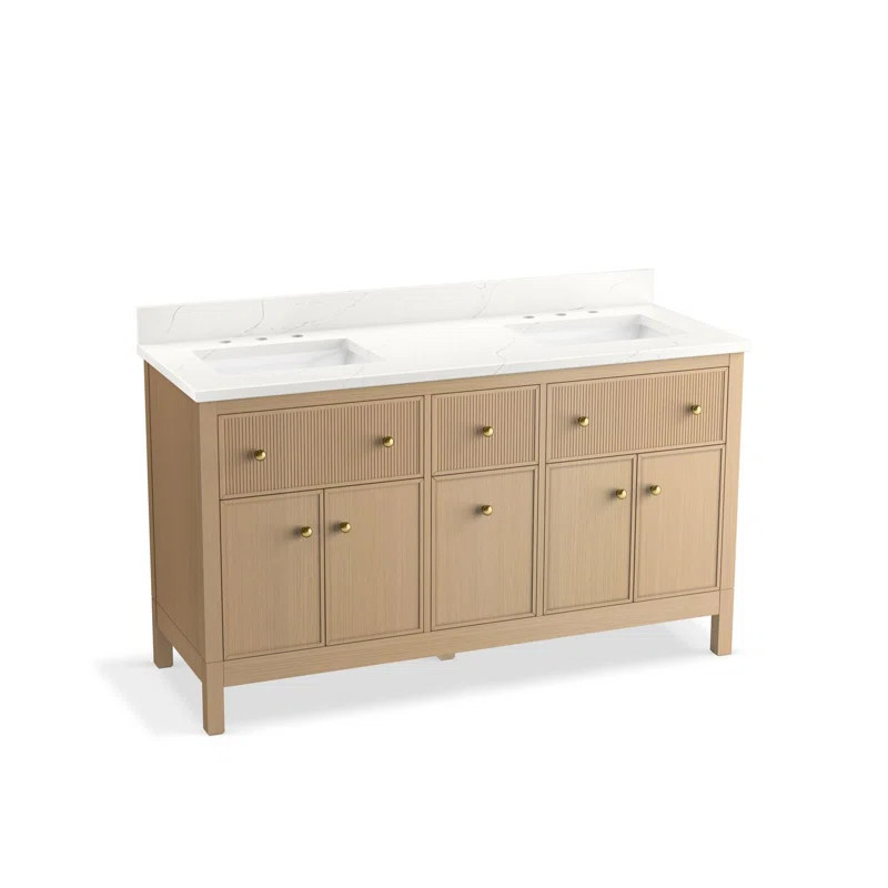 Malin By Studio McGee 60 in. Bathroom Vanity Cabinet With Sinks And Quartz Top | Wayfair North America
