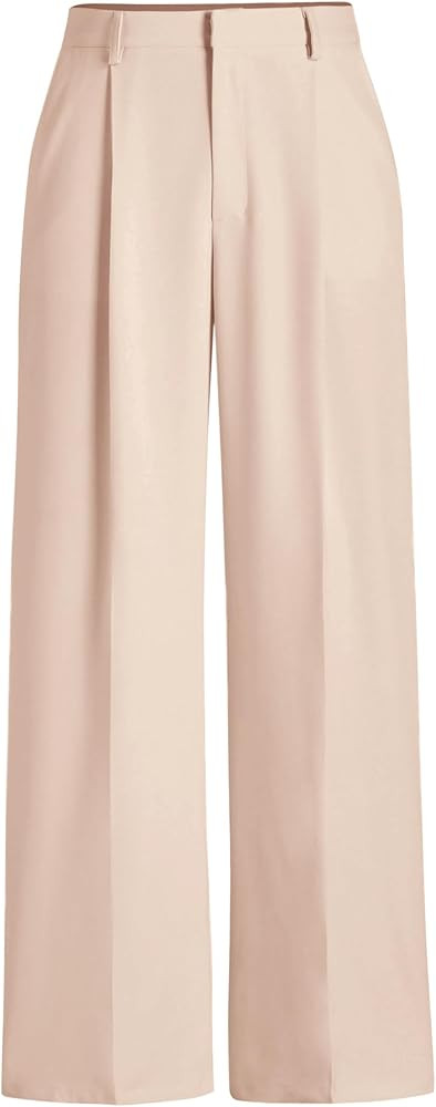PRETTYGARDEN Women's Wide Leg Suit Pants Loose Fit High Elastic Waisted Business Casual Long Trou... | Amazon (US)