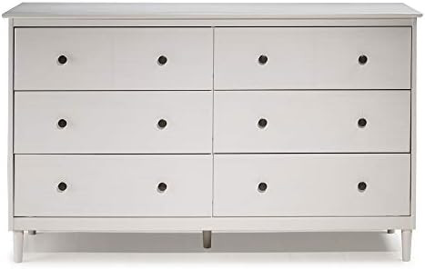 Walker Edison Wood Dresser Bedroom Storage Drawer Organizer Closet Hallway, 6 Drawer, White | Amazon (US)