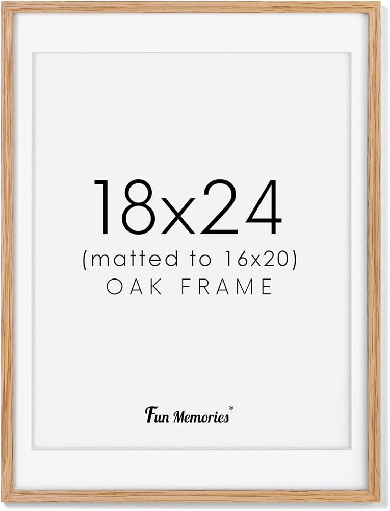 18x24 Picture Frame, Solid Oak Wood 18 x 24 Frame for Wall, 18x24 Oak Poster Frame with Real Glas... | Amazon (US)