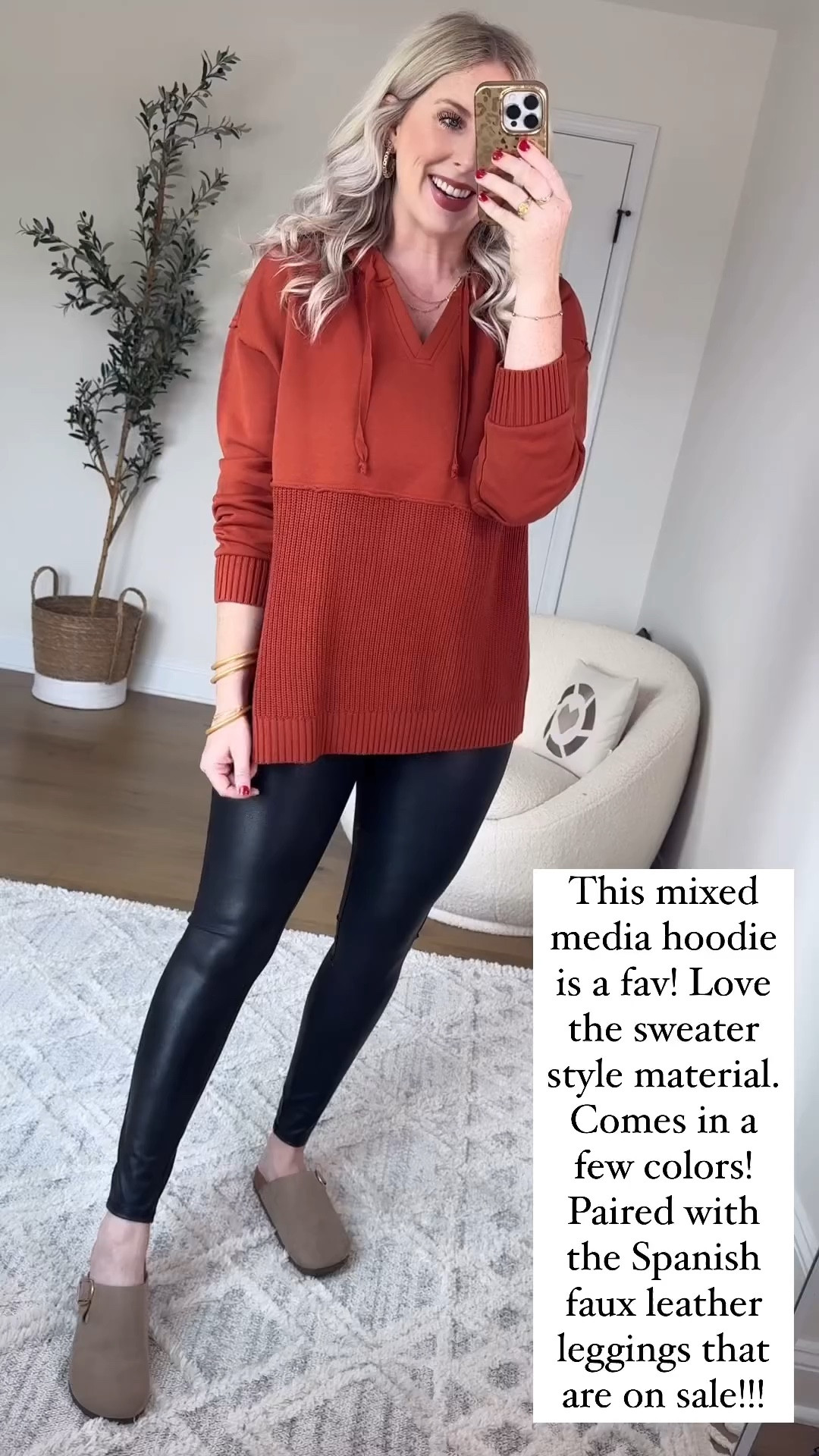 Walmart try on of this mixed media pullover, faux leather leggings 

#LTKFindsUnder50 #LTKVideo #LTKStyleTip