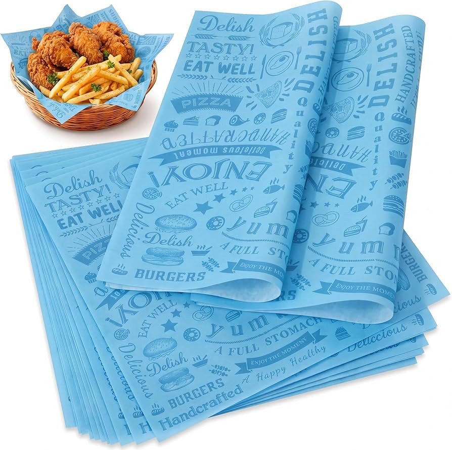 Amazon.com: Outus 600 Pcs 12 x 12 Inch Deli Wax Paper Sheets Grease Resistant Tray Basket Liners Newsprint Paper Water and Grease Proof Sandwich Wrapping Square Hot Dog Wrapper for Food Baking (Light Blue) : Industrial & Scientific | Amazon (US)