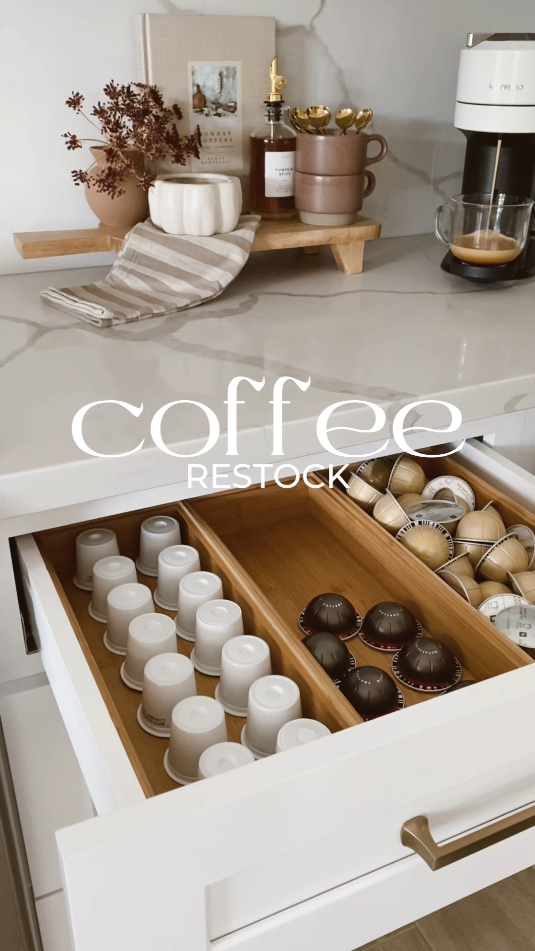 Coffee restock #coffee #coffeemachine #drawerorganizer #coffeebar 

#LTKhome #LTKunder50 #LTKSeasonal