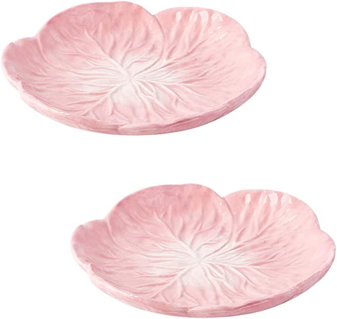 7.5 Inches Cabbage Series Cartoon Ceramic Dinner Plate(Set of 2)-Pink/Green | Amazon (US)