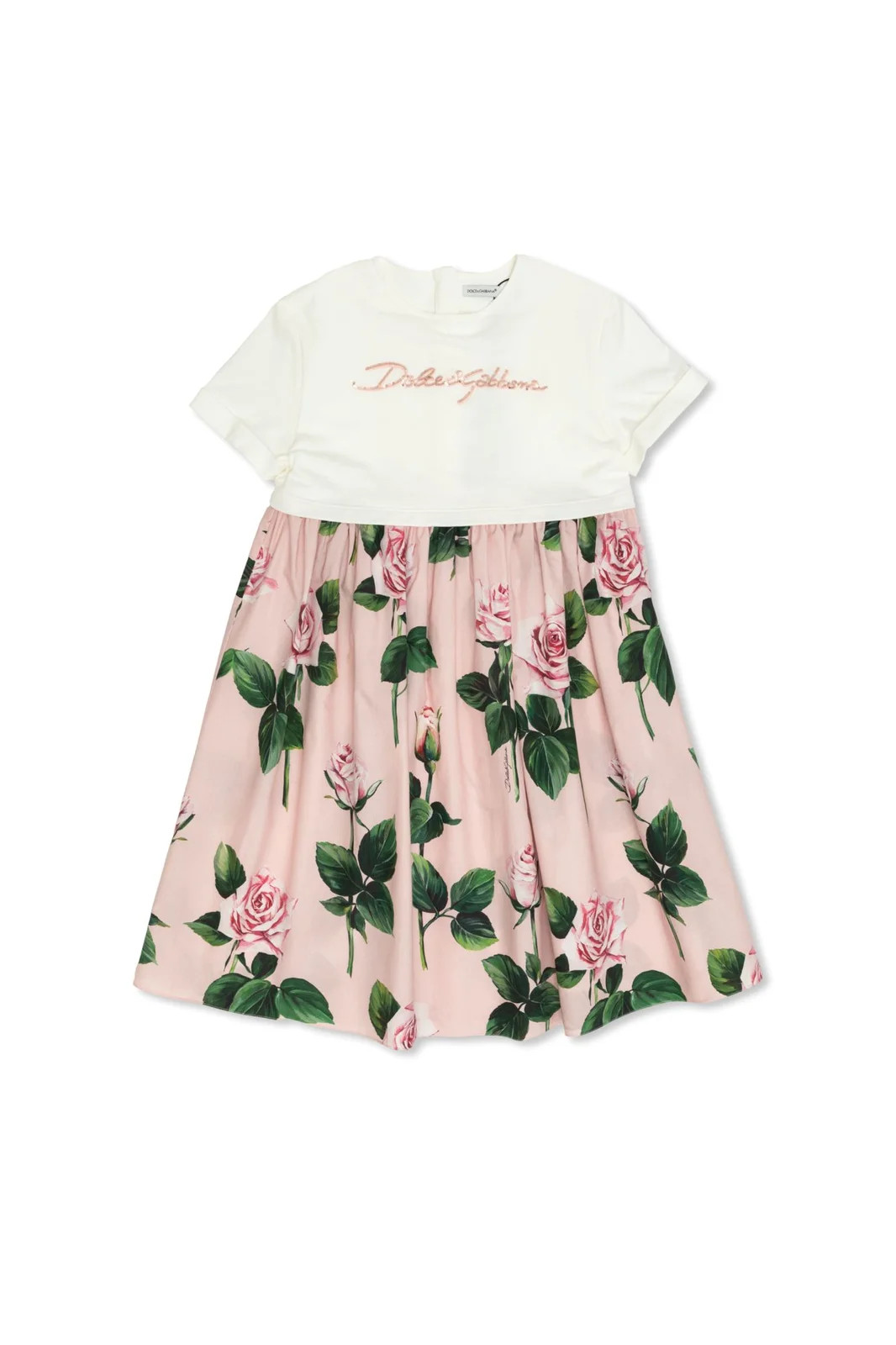 Dolce & Gabbana Kids Logo Embellished Crewneck Dress | Cettire Global