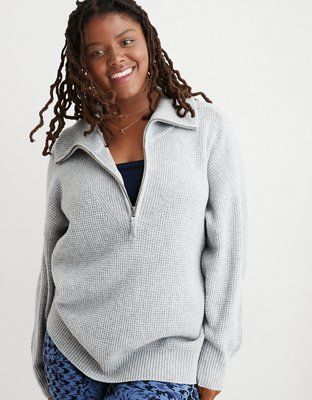 Aerie CozyUp Waffle Quarter Zip Sweater | Aerie