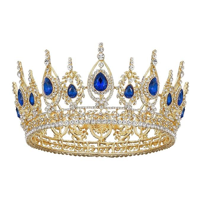 SWEETV Royal Queen Crown, Wedding Tiara for Bride, Rhinestone Tiaras and Crowns for Women, Costum... | Amazon (US)