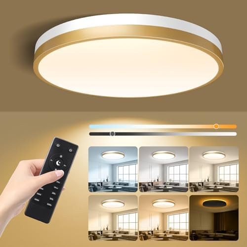 15 Inch Flush Mount Ceiling Light with Remote Control & Night Light, 5CCT Dimmable Ceiling Light ... | Amazon (US)
