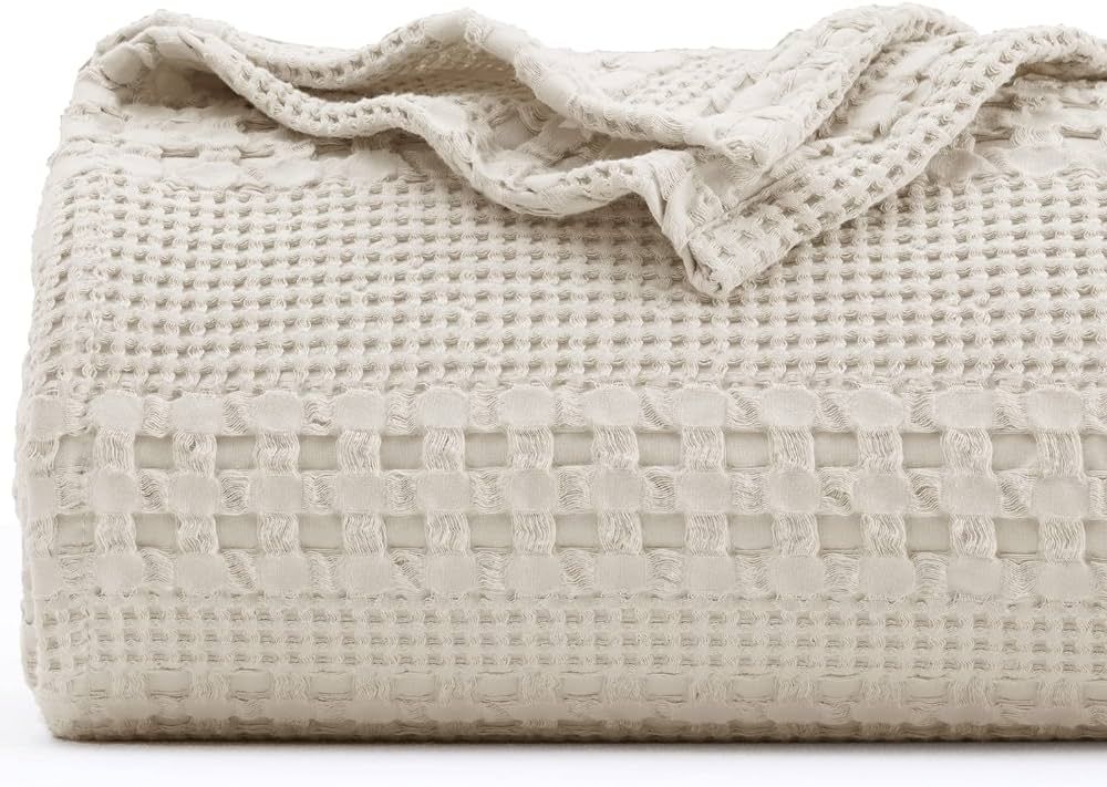 PHF 100% Cotton Waffle Weave Blanket King Size - Washed Soft Lightweight Blanket for All Season -... | Amazon (US)