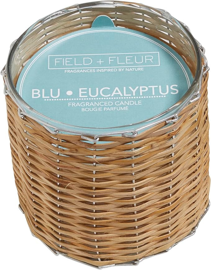 Field + Fleur by Hillhouse Naturals Blu Eucalyptus 2 Wick Hand Woven Glass Candle – Fresh Flora... | Amazon (US)