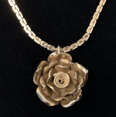 Gold-Tone Rose Pendant Necklace W1 | eBay US