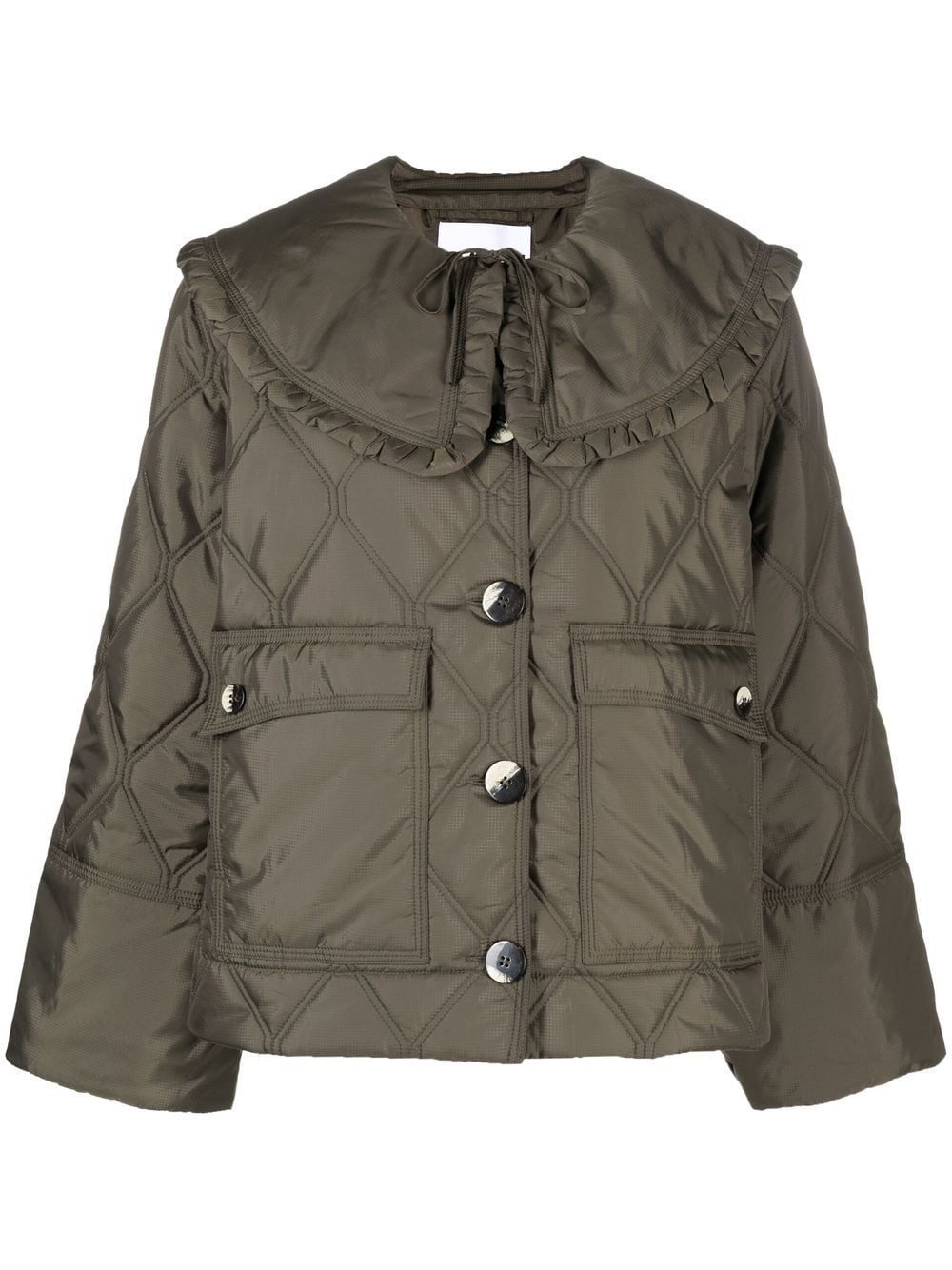 GANNI detachable-collar Quilted Jacket - Farfetch | Farfetch Global