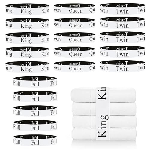 Meatykui 20 Pieces Bed Sheet Organizer Bands, Bed Sheet Size Label Bands for Linen Closet Organizers and Storage, Elastic Bedding Band Labels for Organizing Bed Sheets (King Queen Twin Full) | Amazon (US)