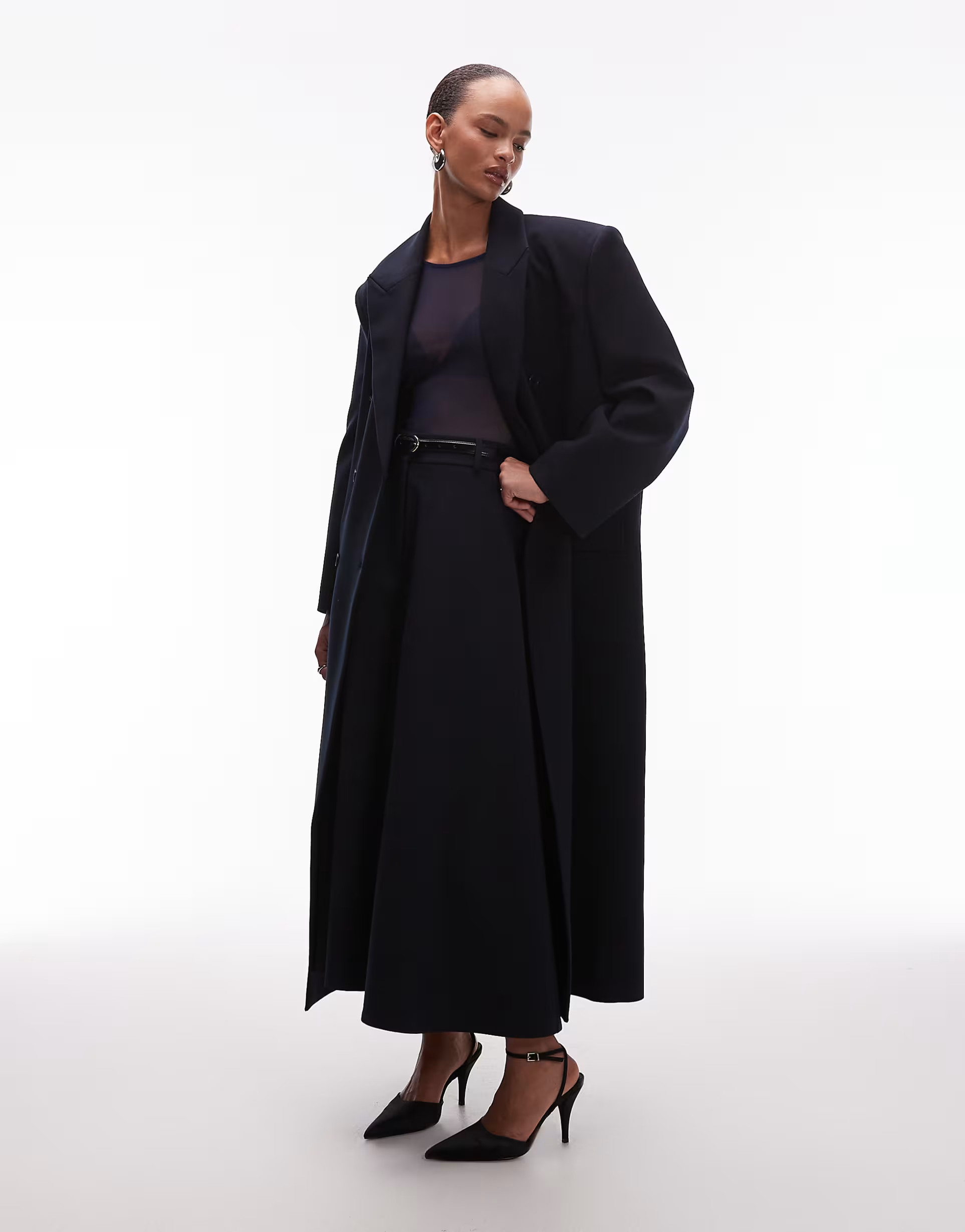 ASOS DESIGN oversized manzy maxi blazer in navy | ASOS (Global)