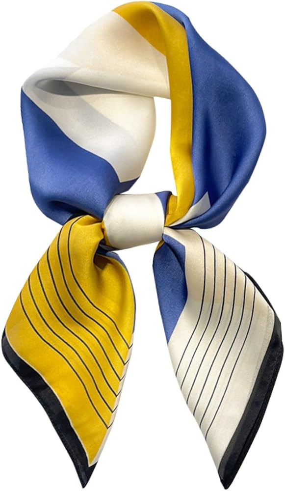 kcctoo 27.5" Mulberry Silk Feeling Head Scarf Women's Fashion Square Neck Satin Scarfs for Bag Ha... | Amazon (US)