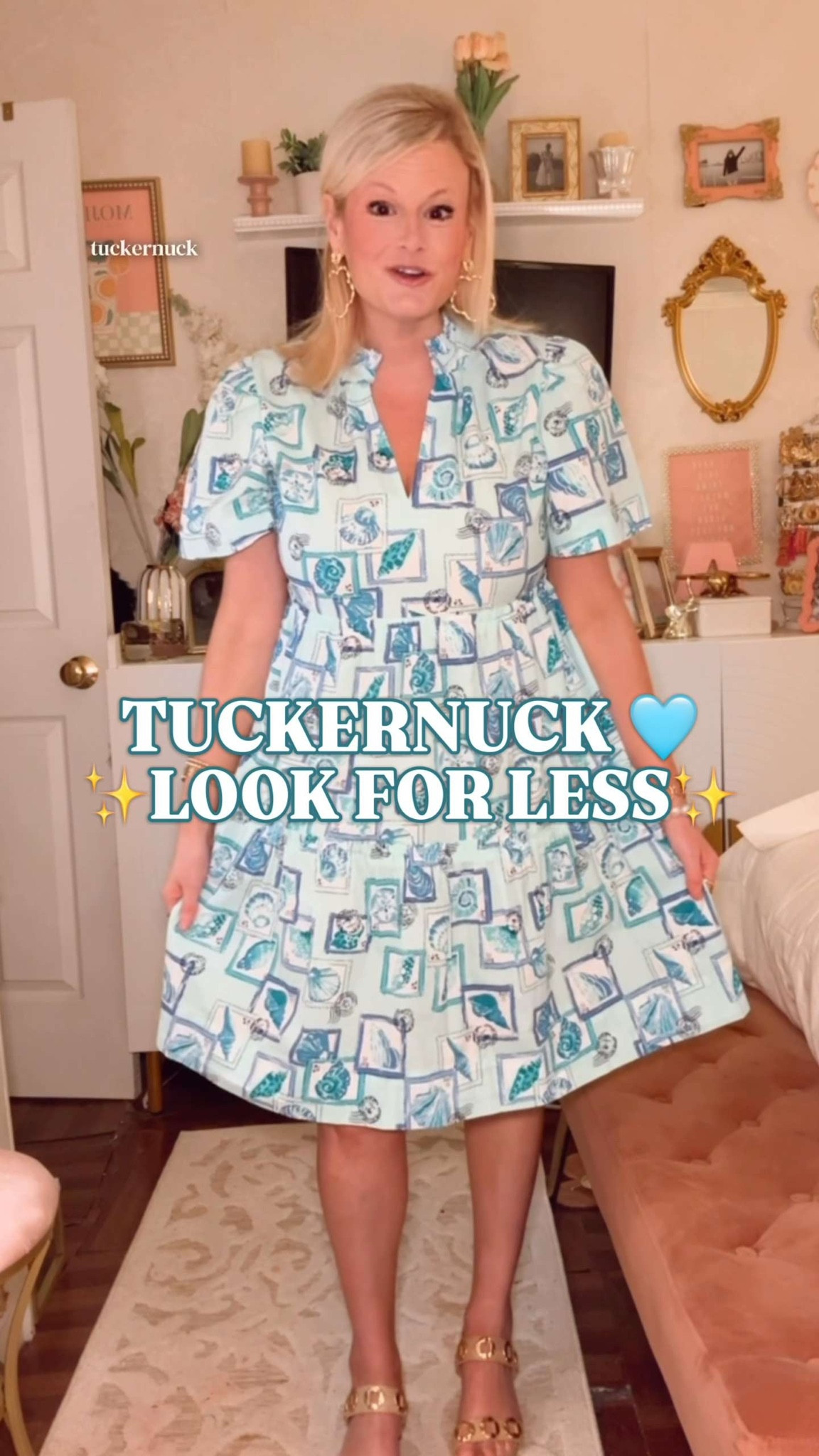 Tuckernuck Crawford look for less, Crown & Ivy dress, Sewing Down South dress, preppy mini dress, Charleston dress, 100% cotton dress

This dress has the exact silhouette of the $148 Tuckernuck Crawford dress, but it is from the Crown & Ivy x Sewing Down South collection at Belk.

Same easy mini shape. Same short sleeves. Same split neckline. Same tiered skirt. Same breezy, polished, preppy silhouette women love from Tuckernuck, just with a much more accessible price tag.

I’m in a medium. If you are between sizes, I would go down.

It is 100% cotton poplin, machine washable, and has that crisp-but-lightweight feel that works so well for spring and summer. The blue coastal Charleston print gives it that Southern resort, beach town, preppy vacation energy. 

Why it works:
✨ Tuckernuck Crawford silhouette
✨ $148 look for less
✨ 100% cotton poplin
✨ Crown & Ivy x Sewing Down South
✨ short sleeve mini dress
✨ split neck
✨ tiered skirt
✨ coastal Charleston print

Wear it for brunch, church, vacation, beach trips, Southern summer events, lunch dates, baby showers, bridal showers, graduation weekends, Memorial Day, Fourth of July, resort dinners, and any warm-weather plan. 

If you love Tuckernuck style, preppy dresses, coastal dresses, Southern style, Charleston style, Crown & Ivy, Sewing Down South, cotton mini dresses, summer dresses, vacation outfits, resort wear, and designer look for less finds, this dress is a find you don’t skip. 

Tuckernuck Crawford look for less, Tuckernuck inspired dress, Crown and Ivy dress, Sewing Down South dress, Belk dress, preppy dress women, coastal dress, Charleston dress, Southern style dress, 100% cotton dress, cotton mini dress, summer dress women, spring dress women, vacation dress, resort dress, designer look for less

 #LTKFindsUnder100 #Tuckernuck #LookForLess #PreppyStyle #VacationOutfit 

#LTKTravel #LTKSaleAlert #LTKSeasonal