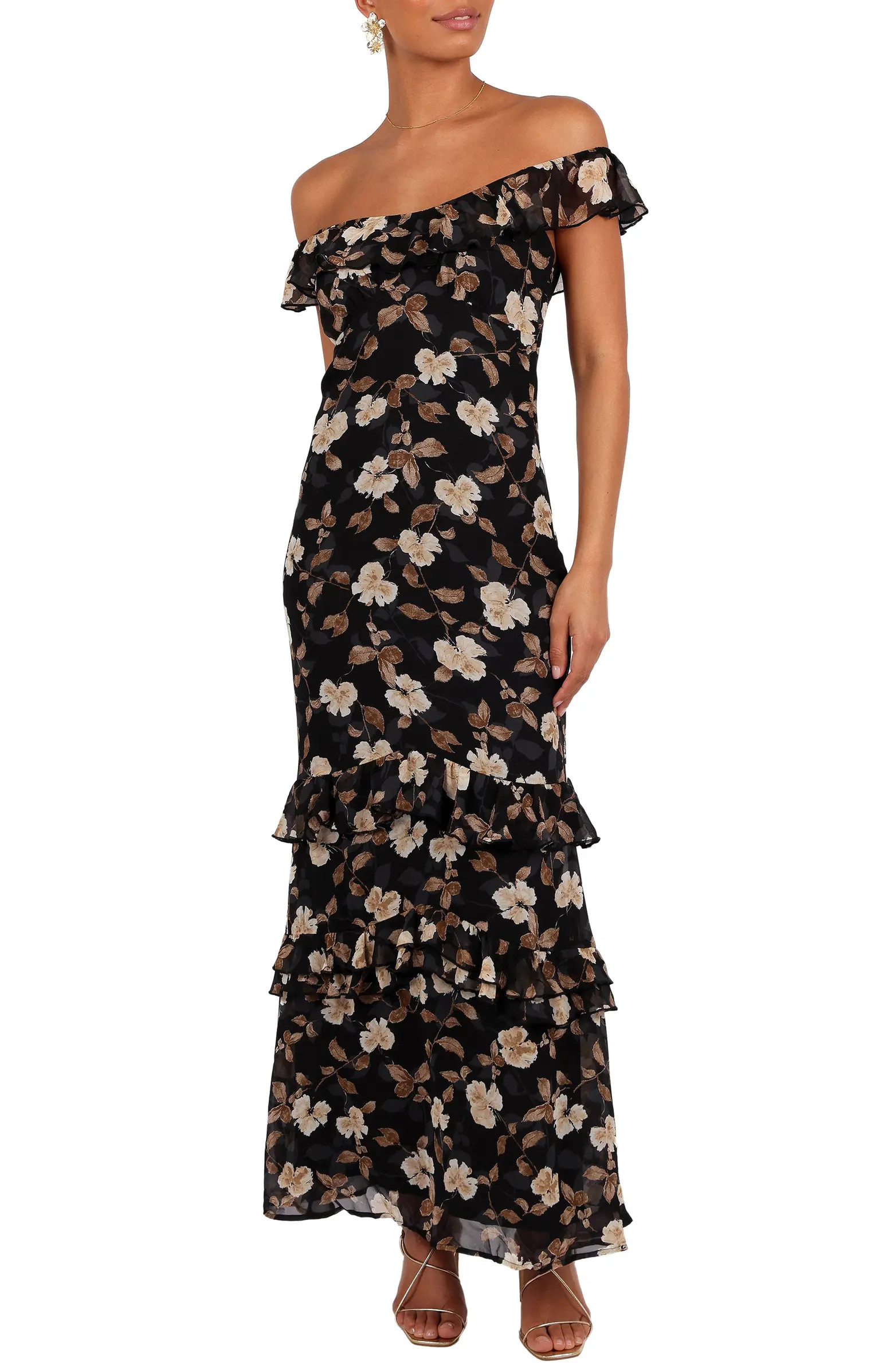 Irelynn Ruffle Convertible Floral Maxi Dress | Nordstrom