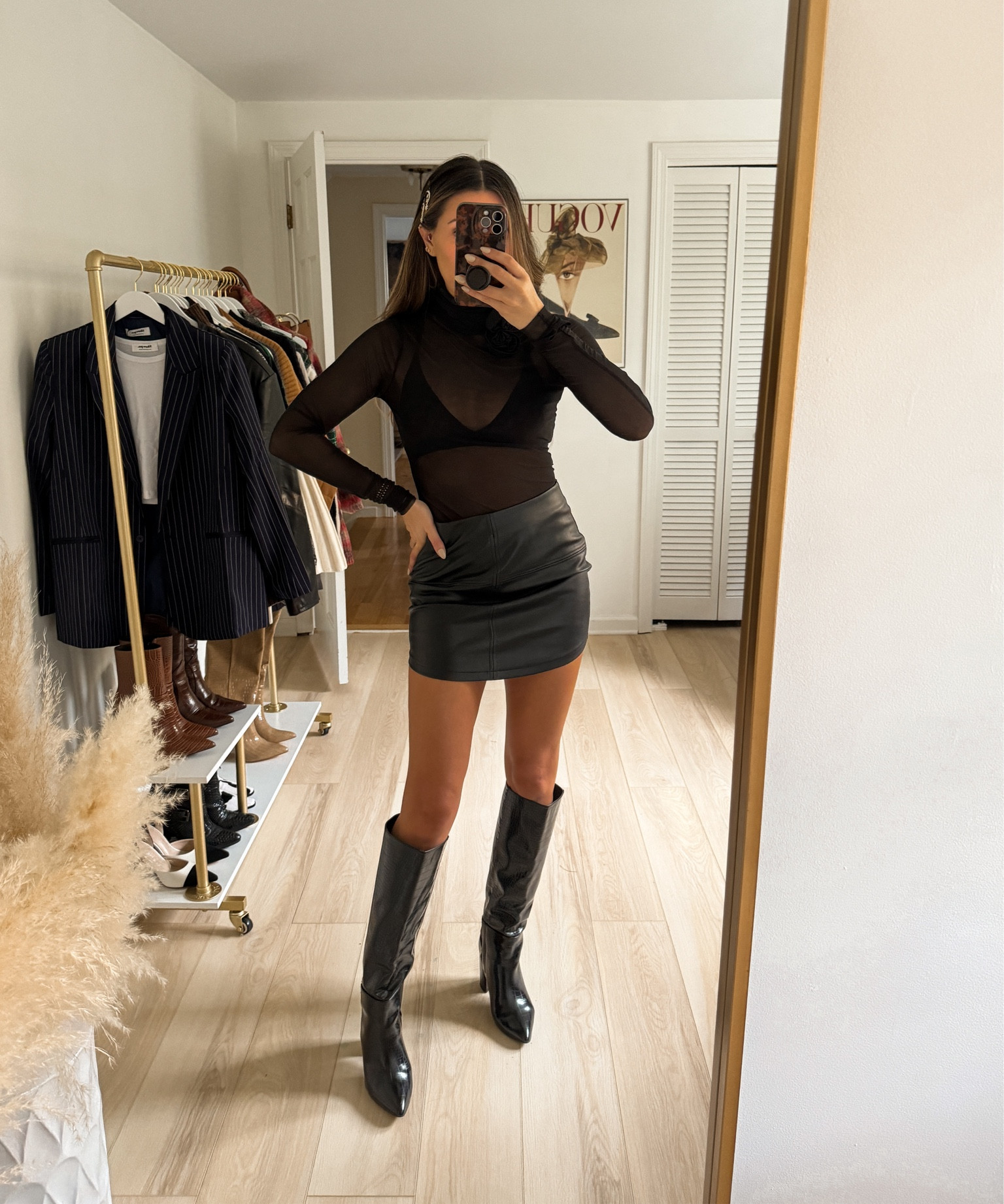 Sheer top with rose flower detailing and leather mini skirt (wearing small in both)

Going out outfit | skirt outfit | sheer top styling | nyc outfit | girls night outfit | afrm | revolve 

#LTKparties #LTKfindsunder100 #LTKHoliday