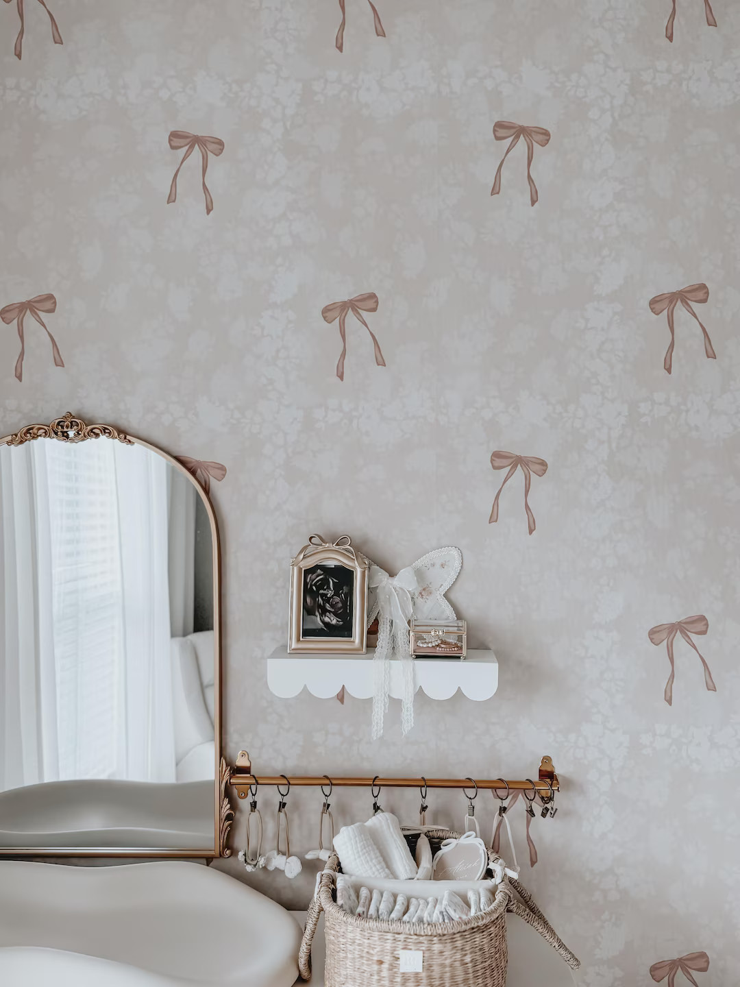 Elegant Bow Peel and Stick Wallpaper, Vintage Removable Wall Decor, Classic Bow Design, Removable... | Etsy (US)