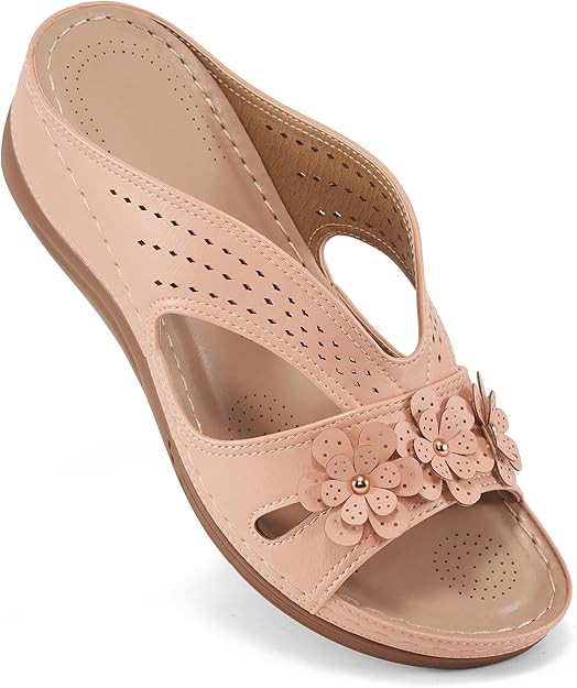 Ecetana Sandals for Women Wedge Shoes: Slip On Dressy Summer Comfortable Slides Sandals Lightweig... | Amazon (US)