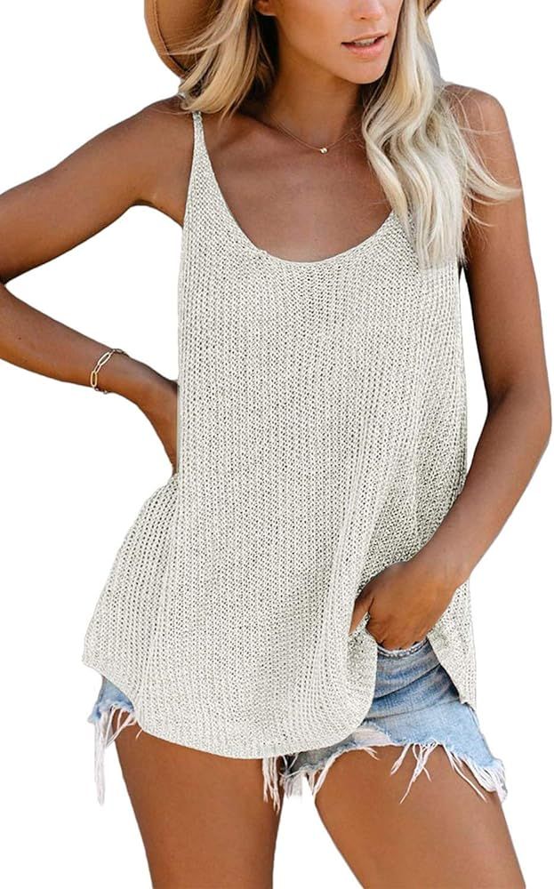 KINGFEN Womens Knit Tank Tops Summer Flowy Casual Loose Fit Sleeveless Sweaters | Amazon (US)