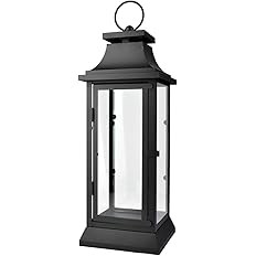 Serene Spaces Living Black Metal Hurricane Lantern with Clear Glass Panels – Hanging or Tableto... | Amazon (US)