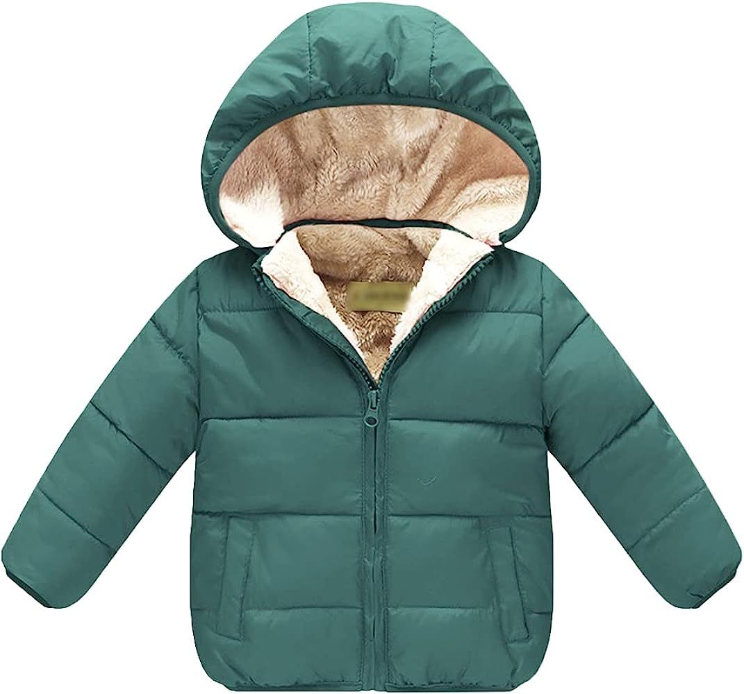 Baby Girls Boys' Winter Fleece Jackets With Hooded Toddler Cotton Dress Warm Lined Coat Outer Clothi | Amazon (US)