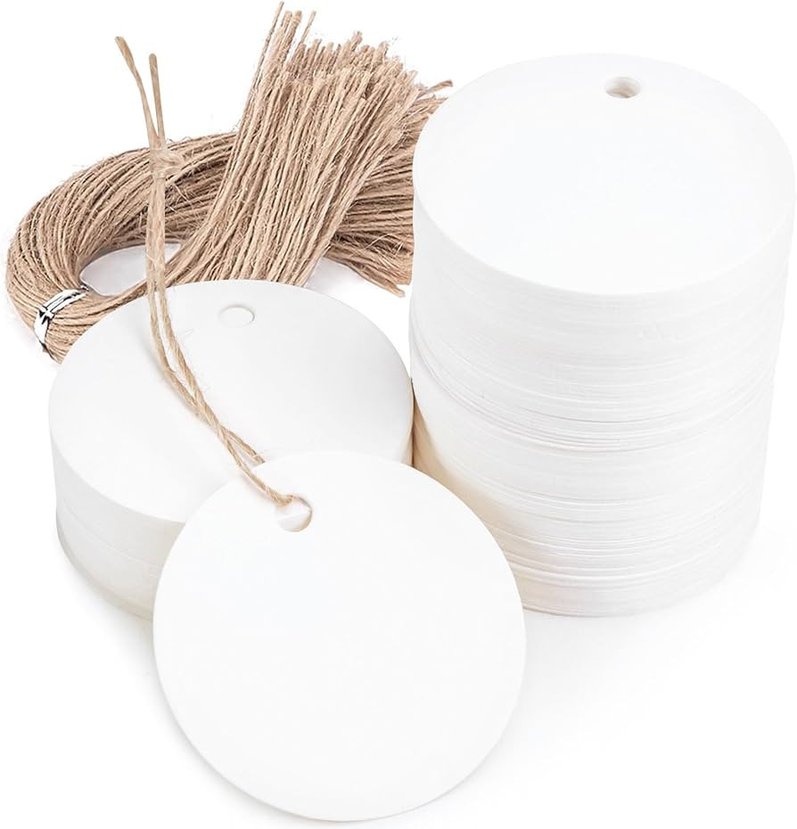 SallyFashion 120PCS White Round Gift Tags, 2 inch Kraft Paper Gift Tags with String for Gifts Wra... | Amazon (US)