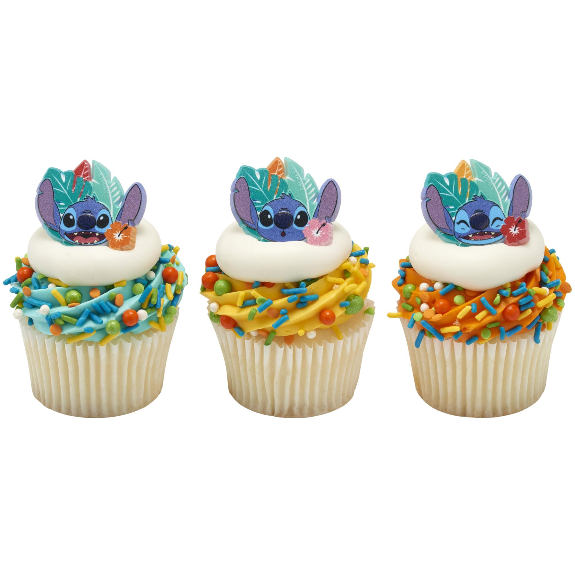DecoPac Disney's Stitch 'Ohana Cupcake Rings, 24 Lilo & Stitch Cupcake Decorations For Birthday P... | Amazon (US)