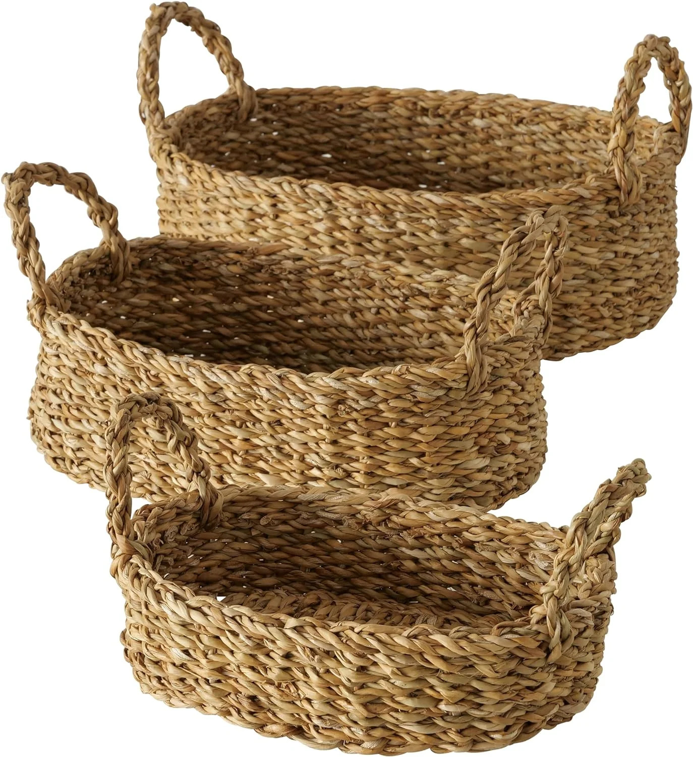 Seagrass Baskets, Set of 3, Thick Chunky Sweater Weave,  Decorative Vanity Organizers,  Closet St... | Walmart (US)