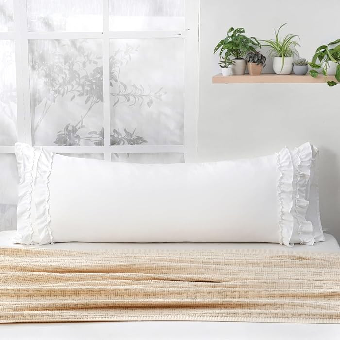 Herside White 20x54 Inches Body Pillow Cover, Ultra Soft Washed Microfiber, French Country Vintag... | Amazon (US)