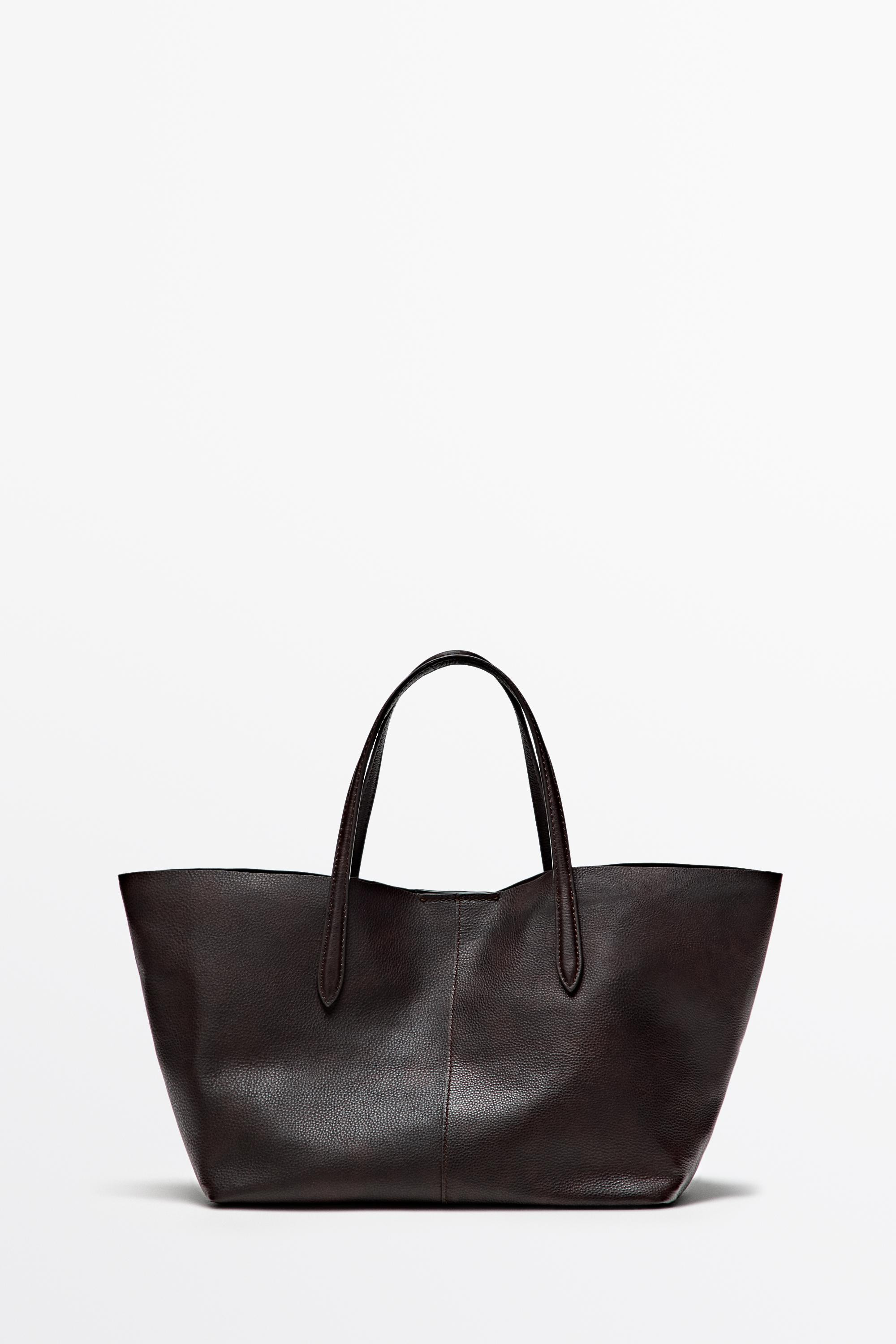 Medium Nappa leather tote bag | Massimo Dutti UK