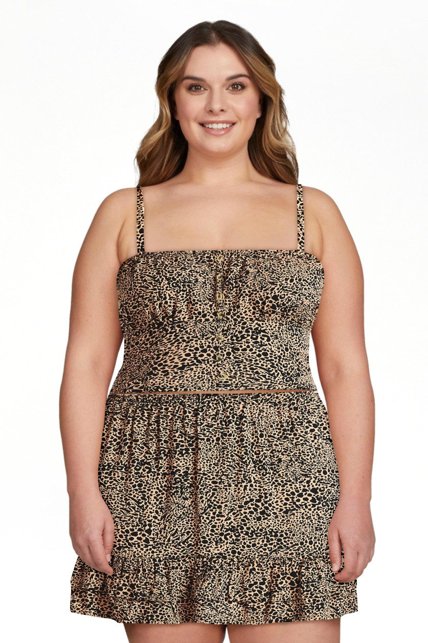 No Boundaries Button Cami and Ruffle Mini Skirt Set, 2-Piece, Women's | Walmart (US)