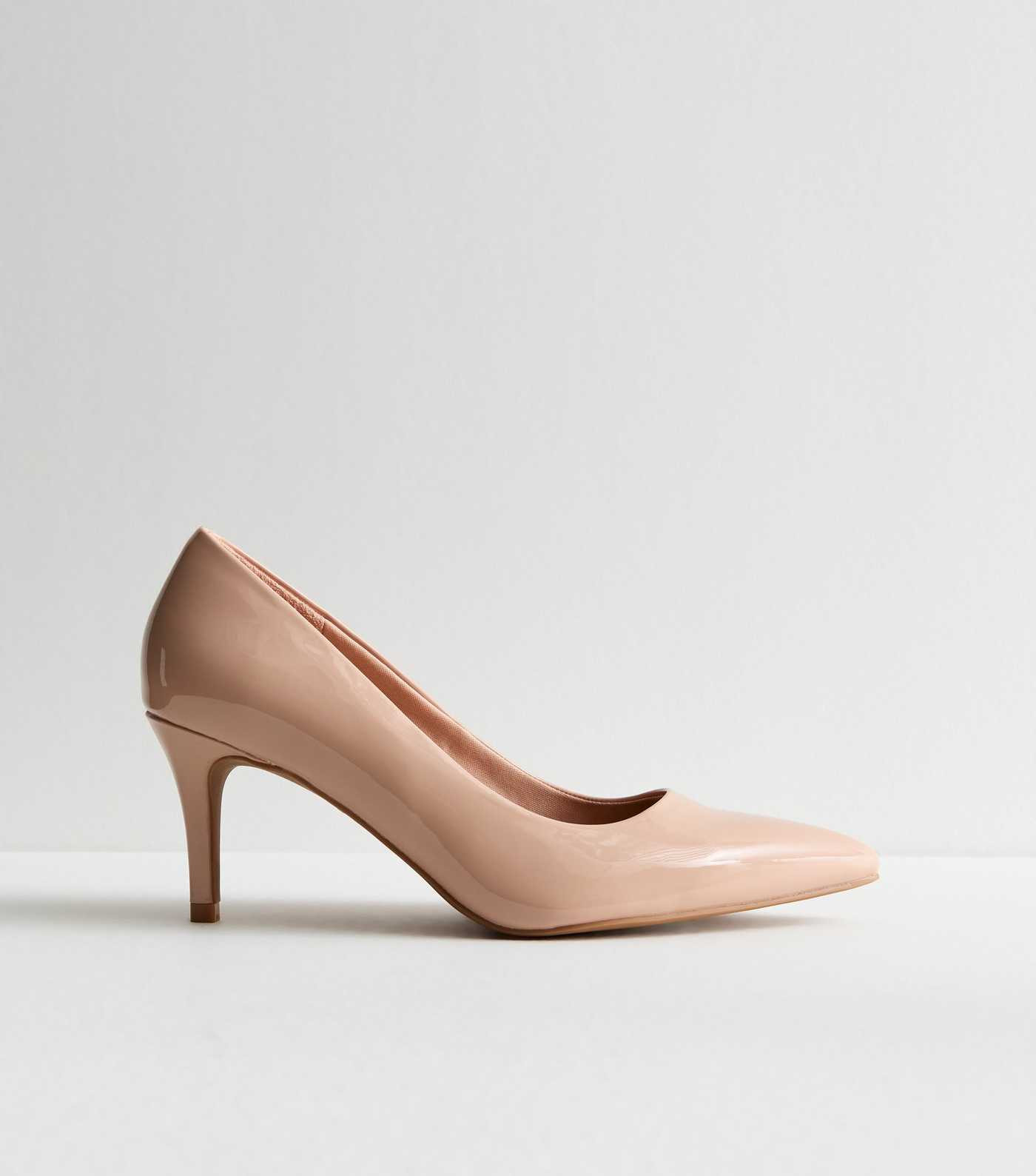 Wide Fit Pale Pink Patent Stiletto Heel Court Shoes | New Look | New Look (UK)