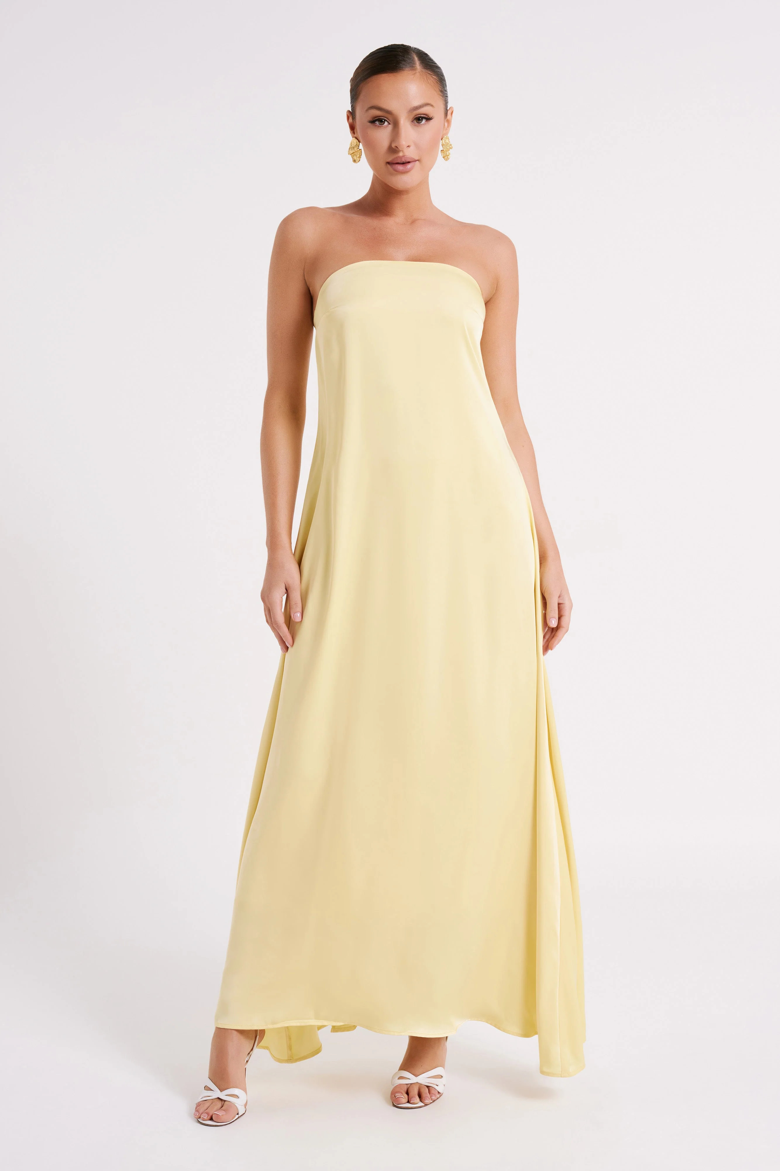 Luisa Strapless Maxi Dress - Lemon | MESHKI US