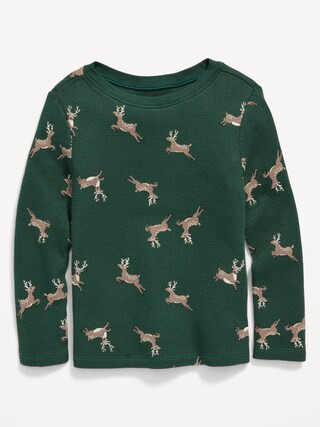 Unisex Long-Sleeve Thermal-Knit Printed T-Shirt for Toddler | Old Navy (US)