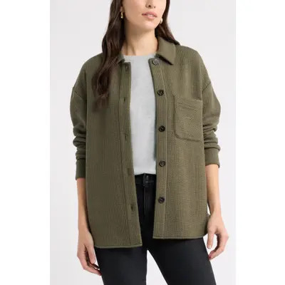 caslon(r) Knit Shirt Jacket in Navy Still at Nordstrom, Size Xx-Small | Nordstrom