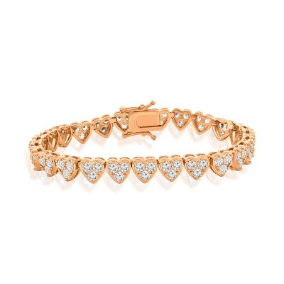 Cate & Chloe Donna 18K Rose Gold Plated Heart Bracelet with Simulated Diamond Crystals Gift for Women | Target