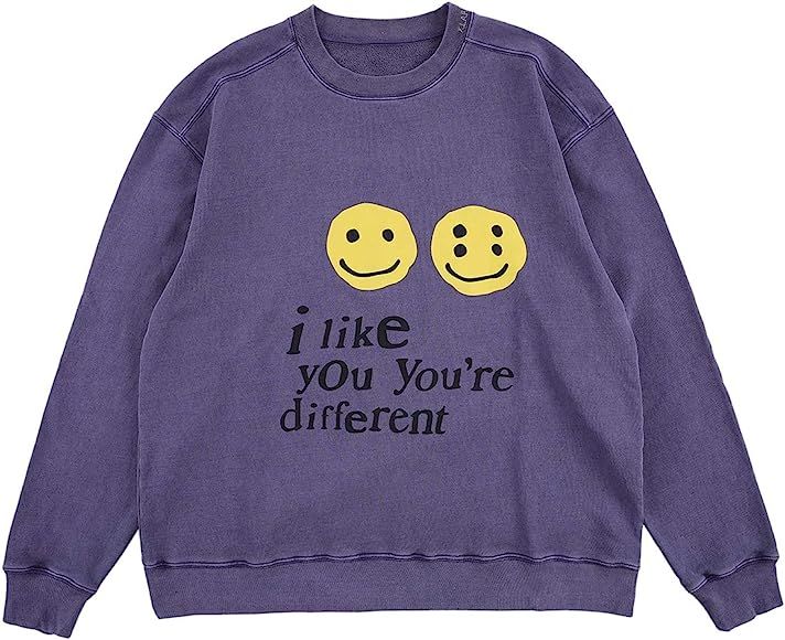 I Like You You're Different Sweatshirt Letter Print Hip Hop Crew Neck Hoodie | Amazon (US)