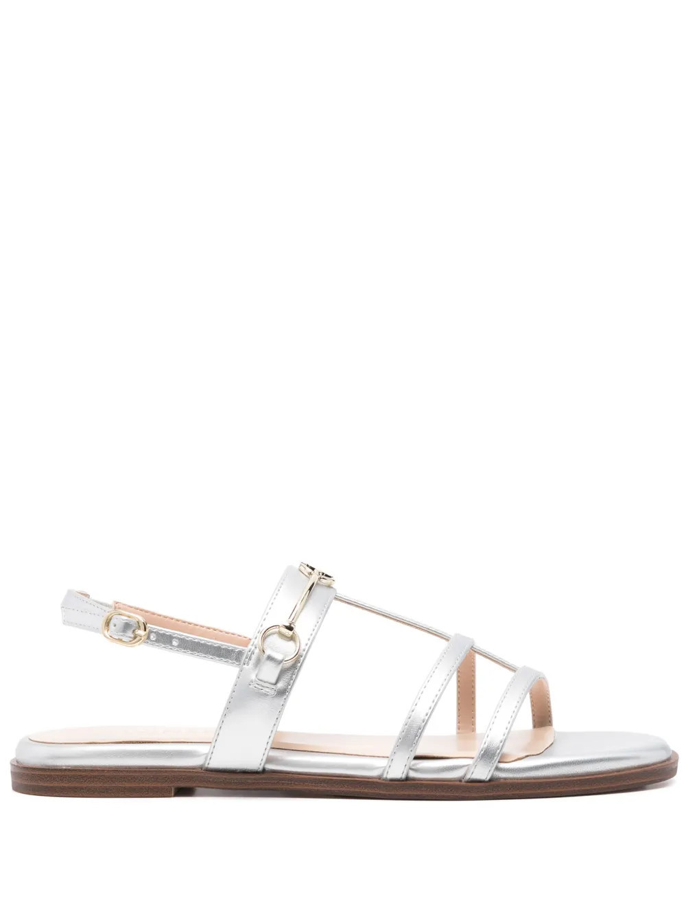 TWINSET Oval T-plaque flat sandals - Silver | Farfetch Global