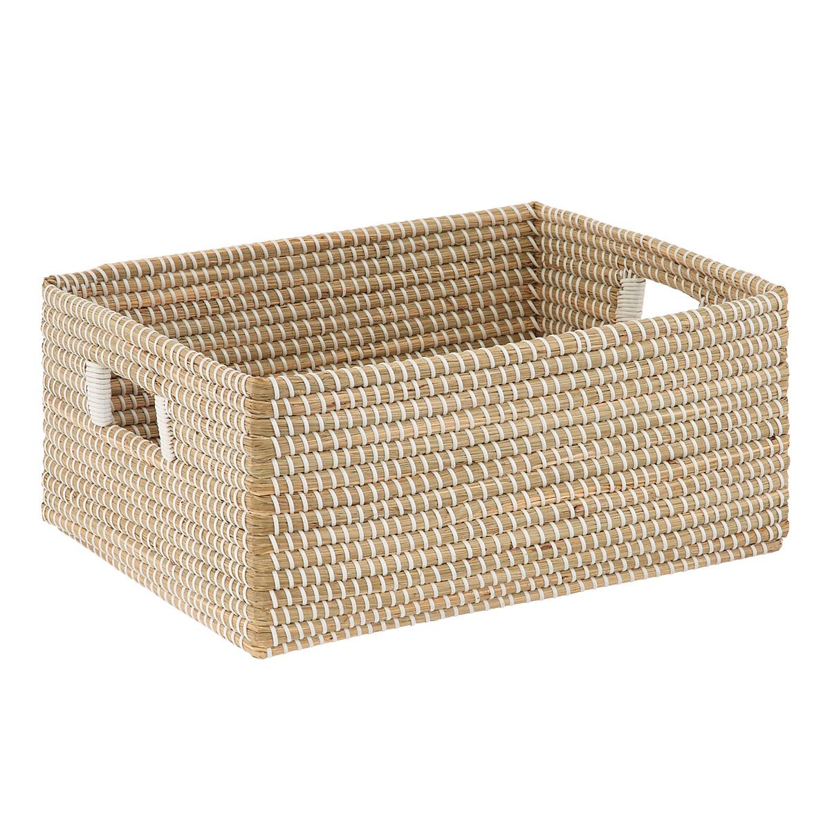Large Seagrass Bin White | The Container Store