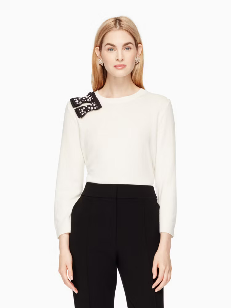 embellished bow sweater | Kate Spade US