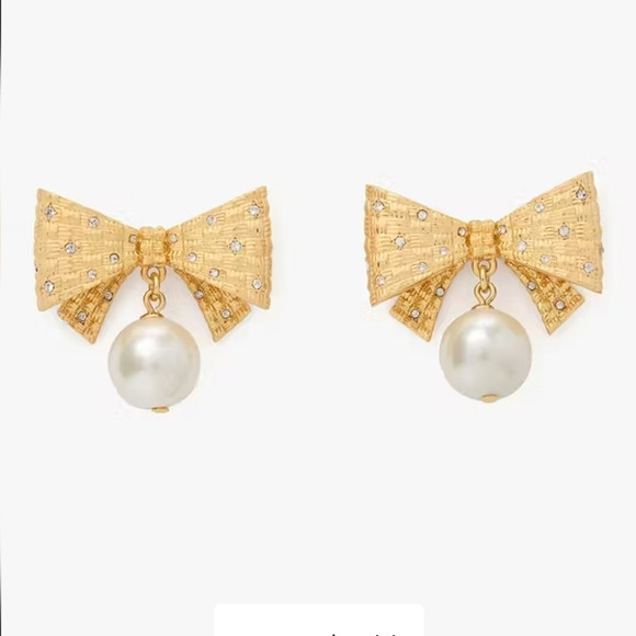 Kate Spade Wrapped In A Bow Drop Earrings, Cream/ Gold | Poshmark