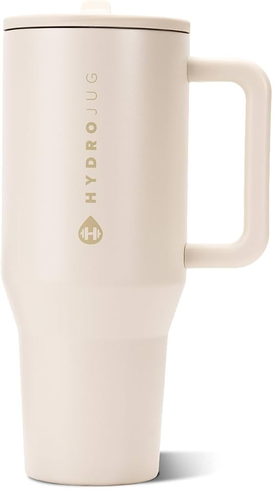 HydroJug Traveler 32oz, Insulated Tumbler with Handle & Straw, Cream | Amazon (US)