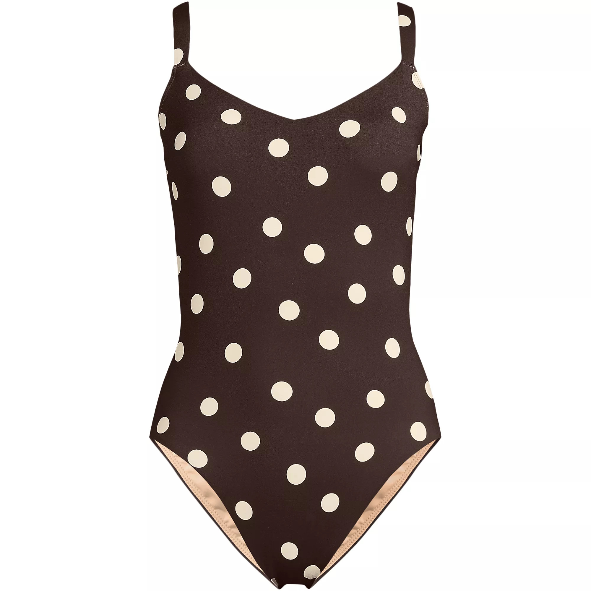 Women's V-Neck High Leg Strappy Back One Piece | Lands' End (US)