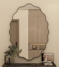 CHARMOR 22x30 Oval Wall Mirror with Wavy Frame, Matte Black Bathroom Mirror, Irregular Wall Decor... | Amazon (US)