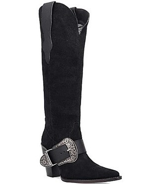Dingo Yeehottie Suede Big Buckle Hardware Western Boots - 6.5 | Dillard's