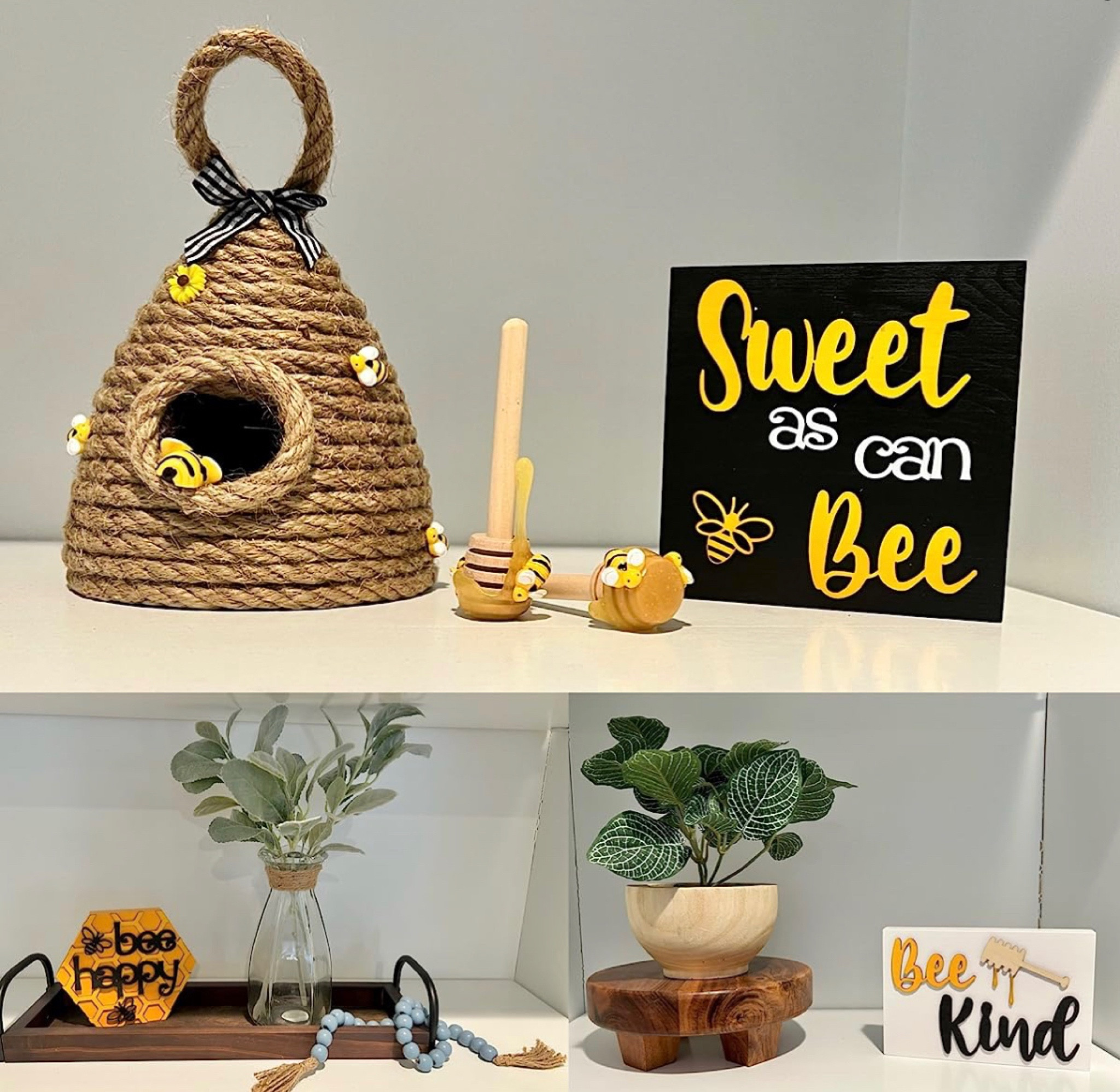 Huray Rayho Jute Bee Hive Decor Bee Tiered Tray Decorations