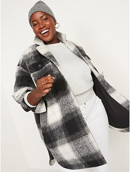 Printed Flannel Long Utility Shacket for Women | Old Navy (US)