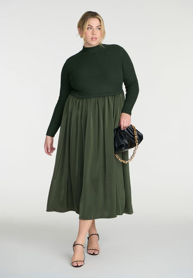 Mockneck Twofer Midi Dress | Eloquii